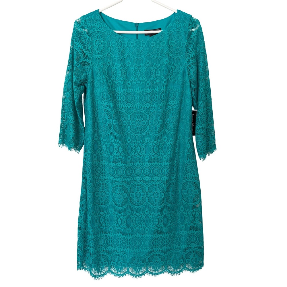 Jessica Howard Missy Teal Green Floral Lace Sheath Dress Size 12 NWT